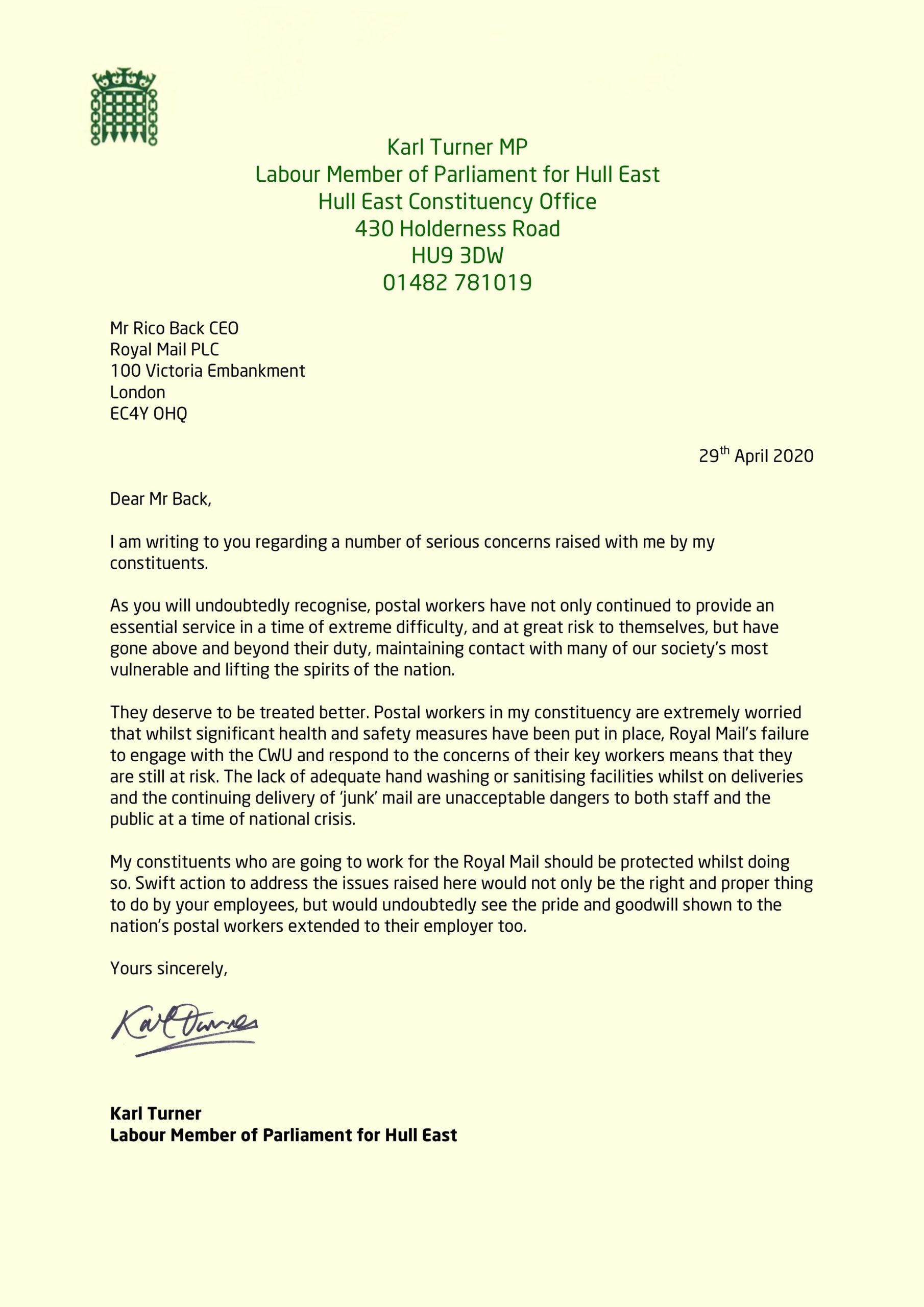 National Postal Workers Day  Karl Turner MP